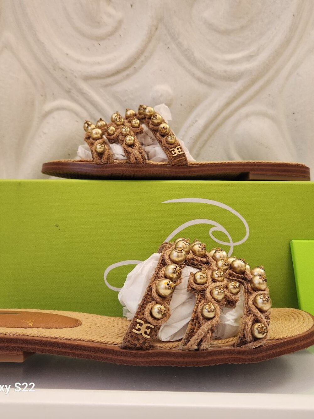 Sam Edelman "Bay Soleil" Cuoio/Gold Embellished Sandals. NIB. Size 5.5